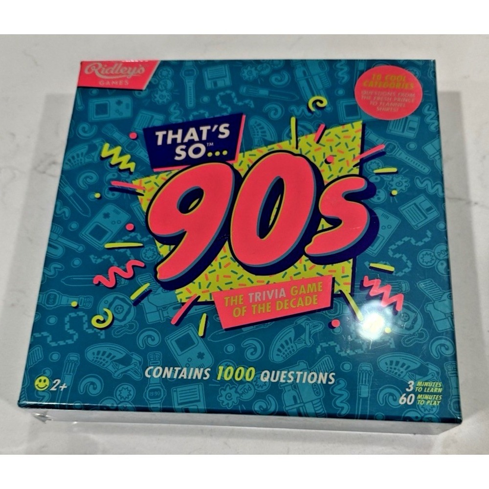 Ridley's Games THAT'S SO 90s Trivia Contains 1000 Questions NEW IN SEALED‎ BOX